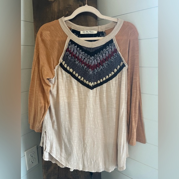 Free People Tops - We the Free People Spring Bound Crochet Yoke Linen Blend Top Boho